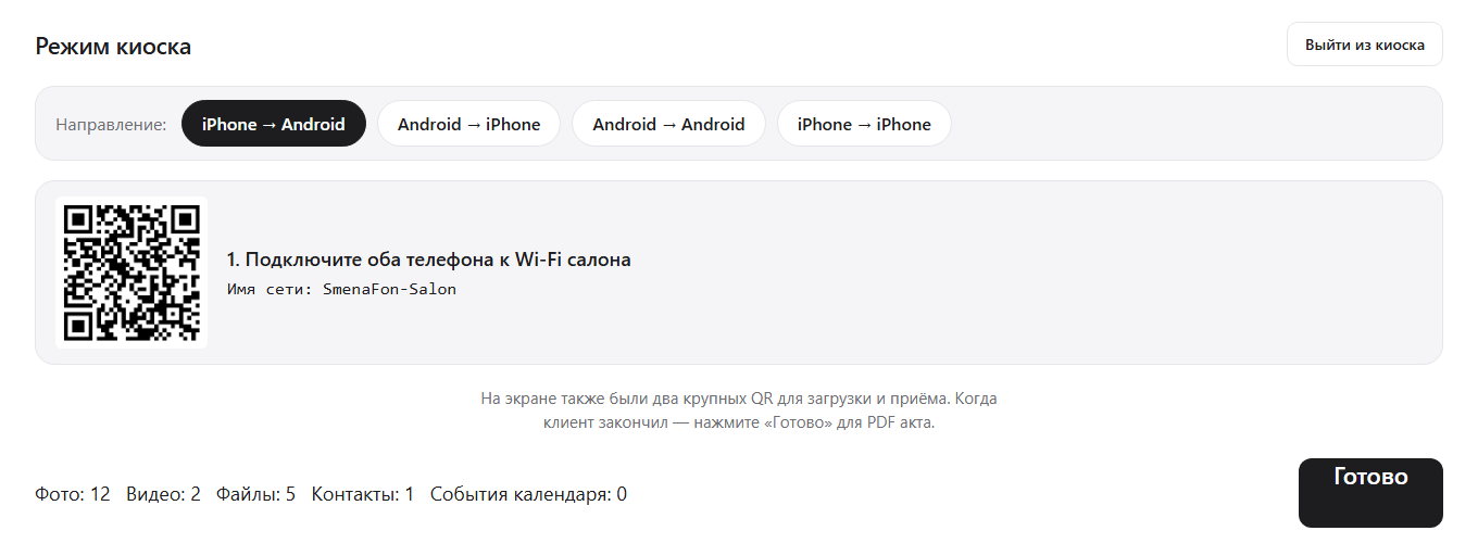 Kiosk — session summary